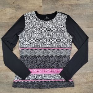 Lands End Rash Guard Swim Shirt Top Size XS 2-4 Womens Black Long Sleeves